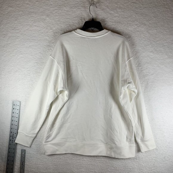 Adidas Sweatshirt Treefoil Women's 1X White Stretch Crew Neck Long Sleeve 7494 - Picture 2 of 9